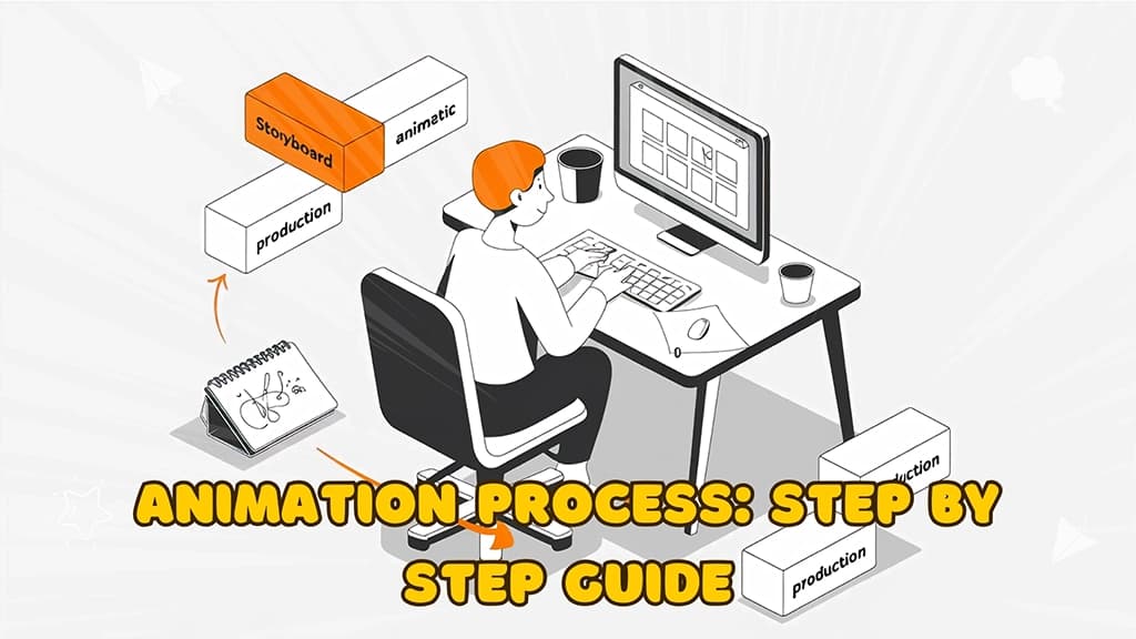 IMage Showing Animation production workflow diagram showing pre-production, production, and post-production stages