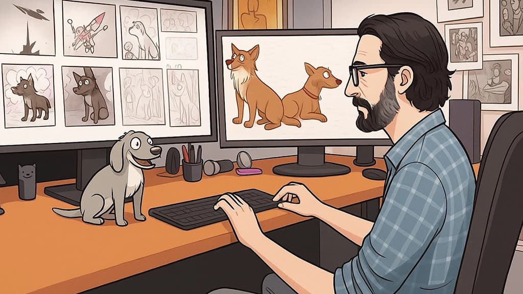 an image of an Animator doing work on computer