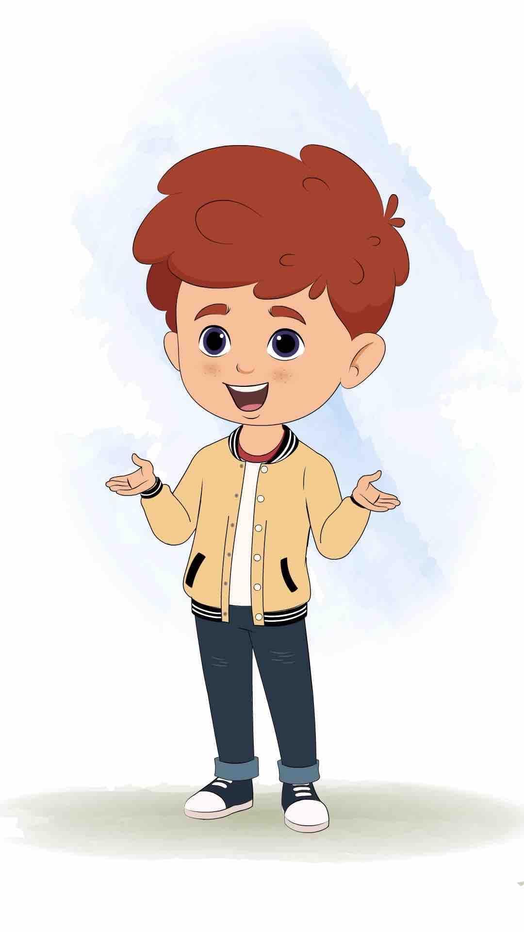 A red hair boy talking animated cartoon character aka sunny 3/4