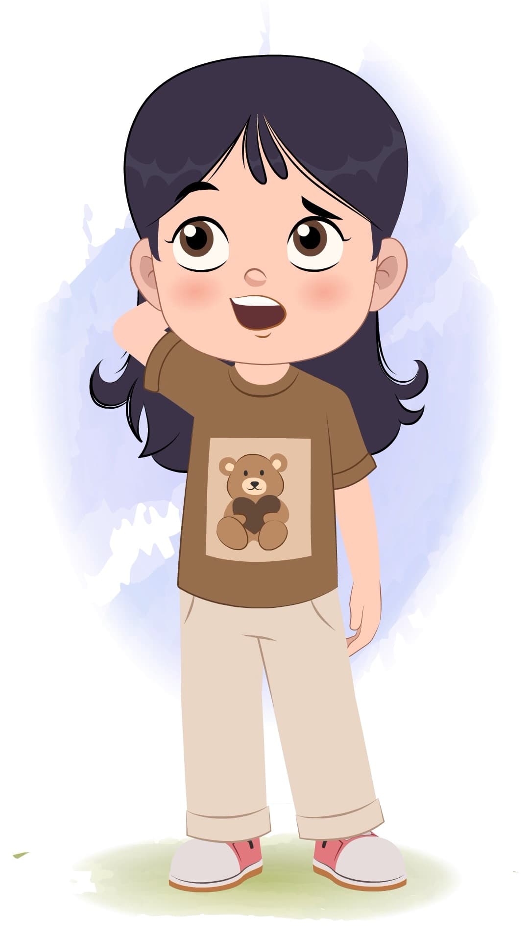A confused girl animated vector cartoon character aka sai