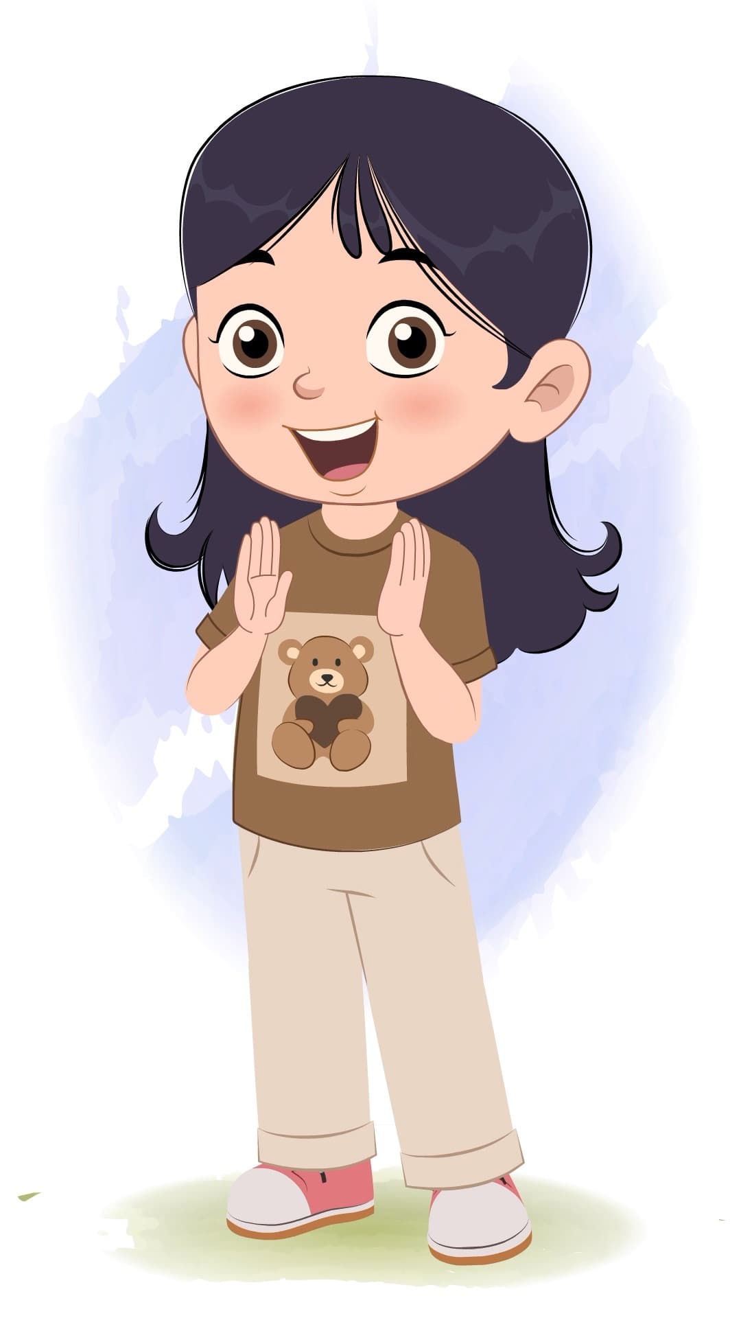 A little girl clapping animated vector cartoon character aka sai