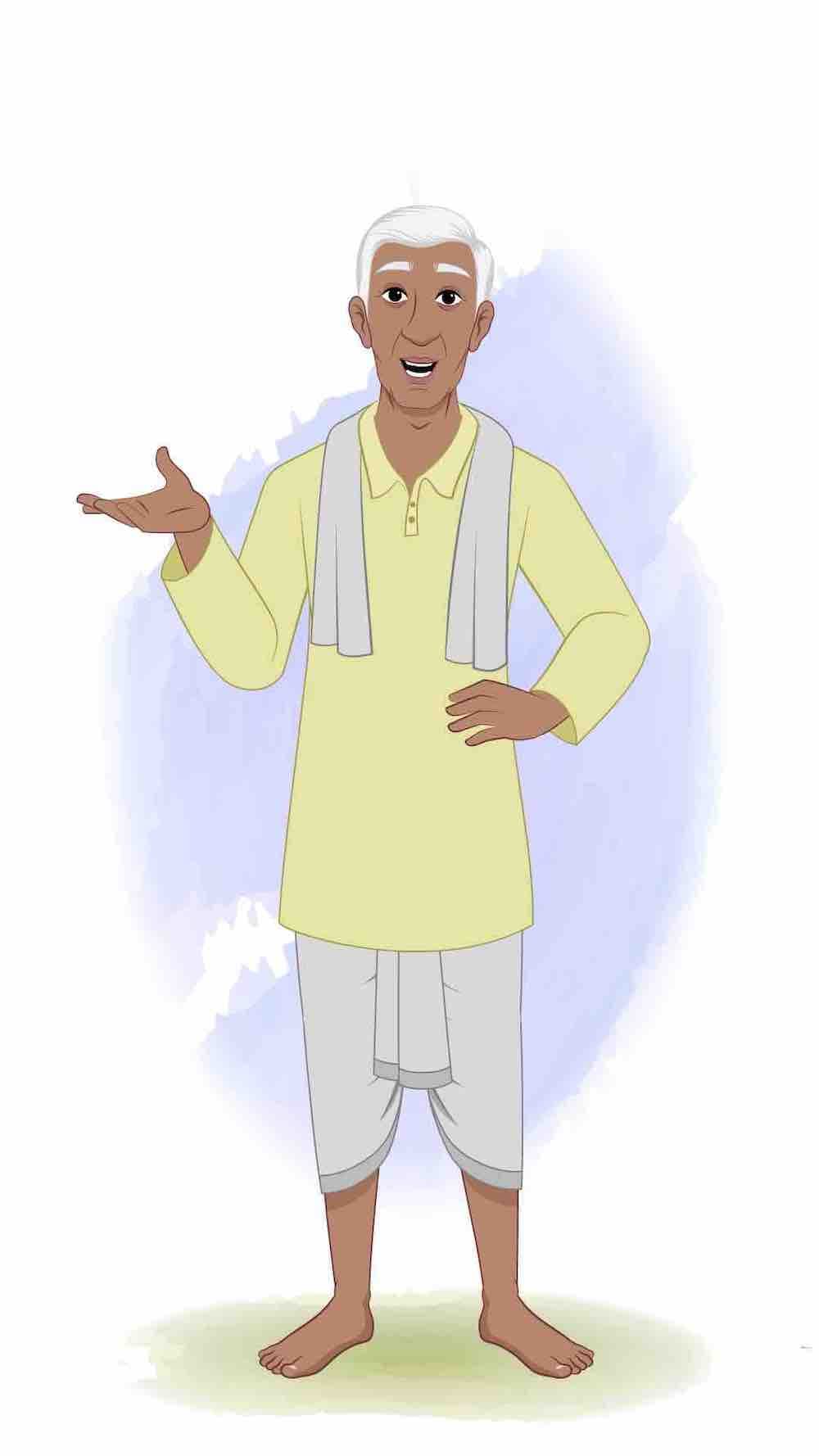 An old Indian talking man animated vector cartoon character AKA Ramakrishna