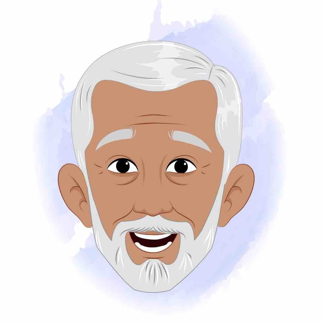 An old Indian farmer face expression animated vector cartoon character AKA Hariom