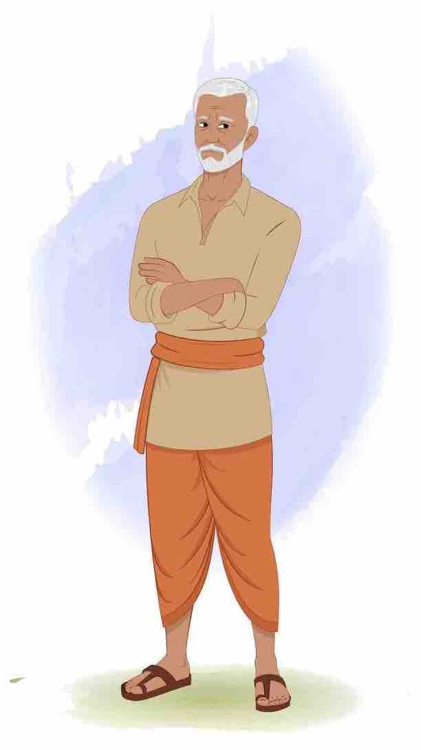 An old Indian annoyed farmer animated vector cartoon character AKA Hariom