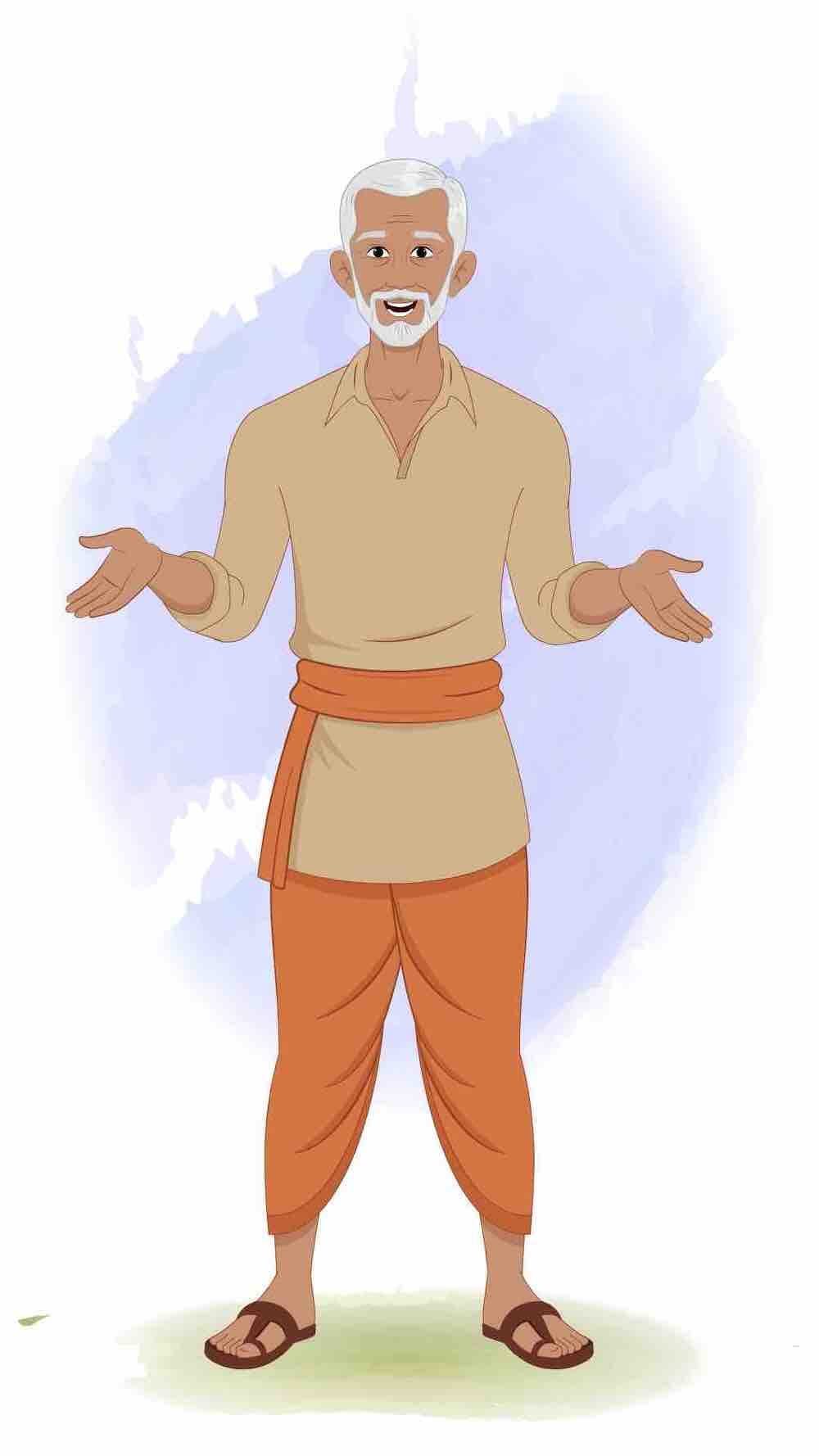 An old Indian farmer talking animated vector cartoon character AKA Hariom