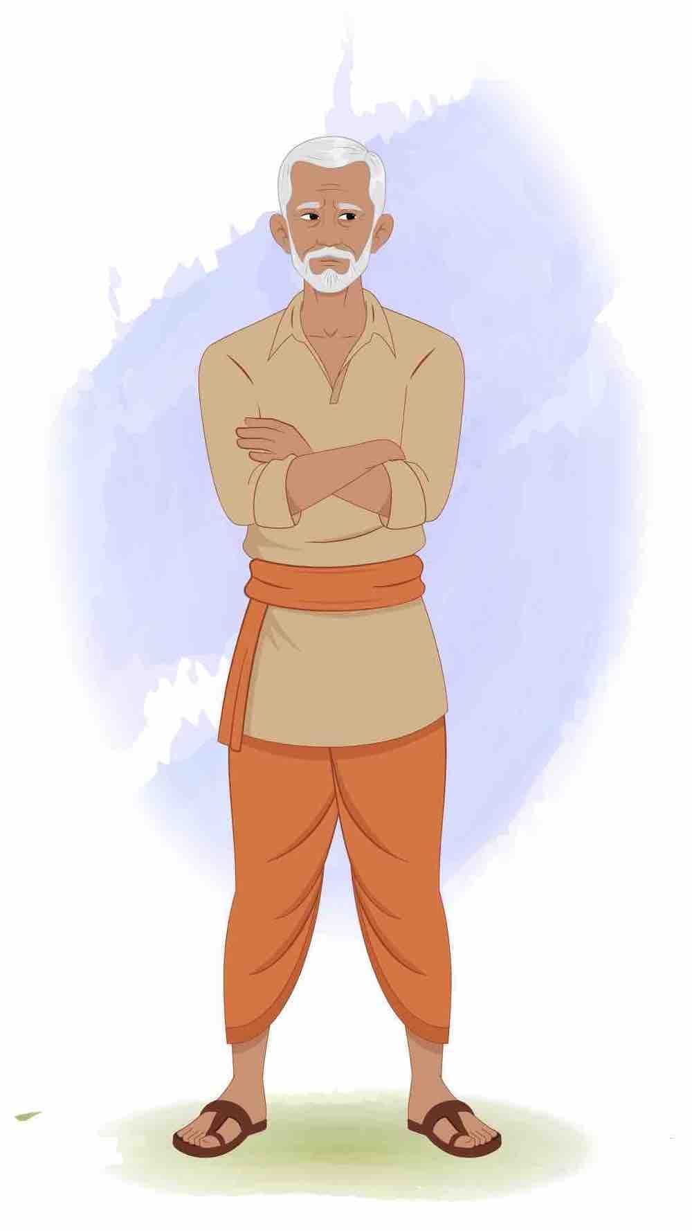 An old Indian annoyed farmer animated vector cartoon character AKA Hariom