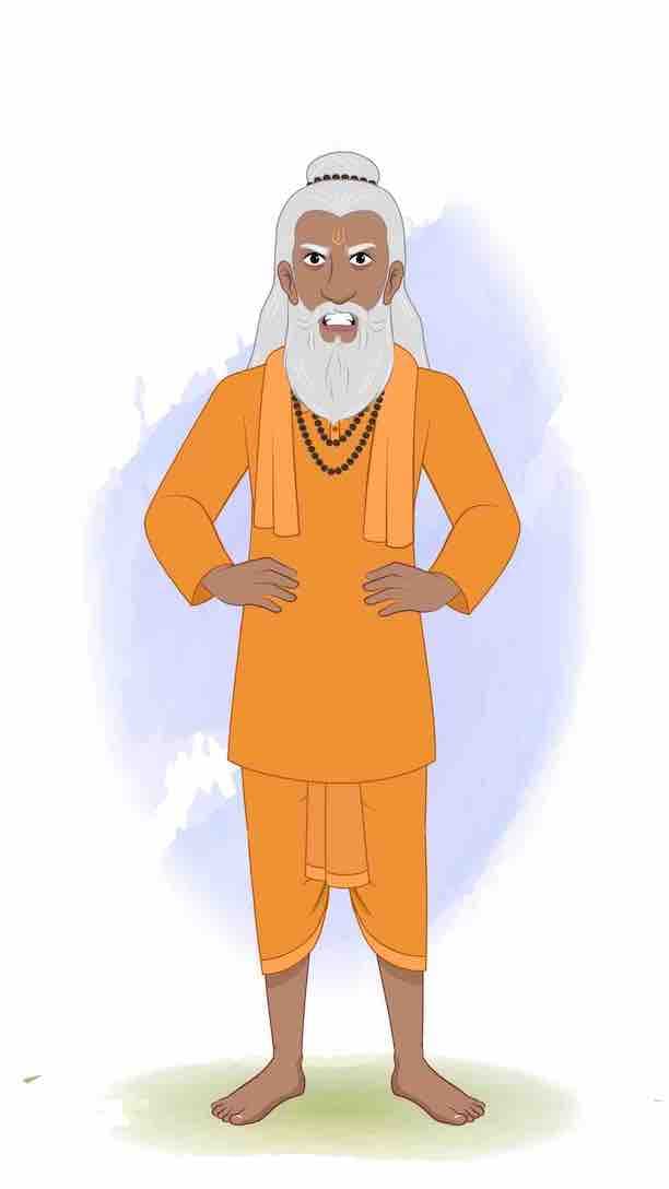 An angry sage sadhu animated vector cartoon character AKA Premacharya