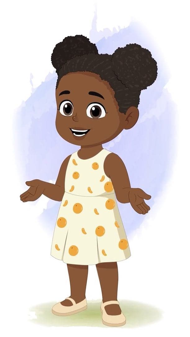 A cute African little girl talking animated vector cartoon character AKA Nia
