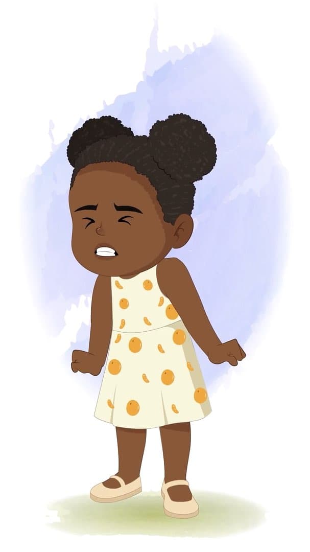 A cute African angry girl animated vector cartoon character AKA Nia