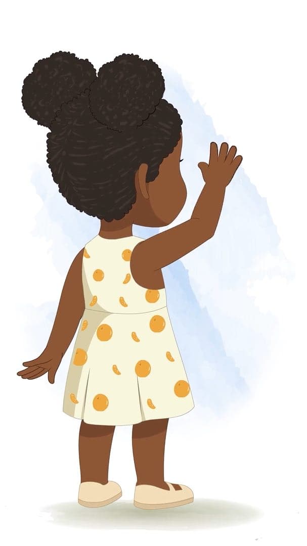A cute African girl saying hi animated vector cartoon character AKA Nia