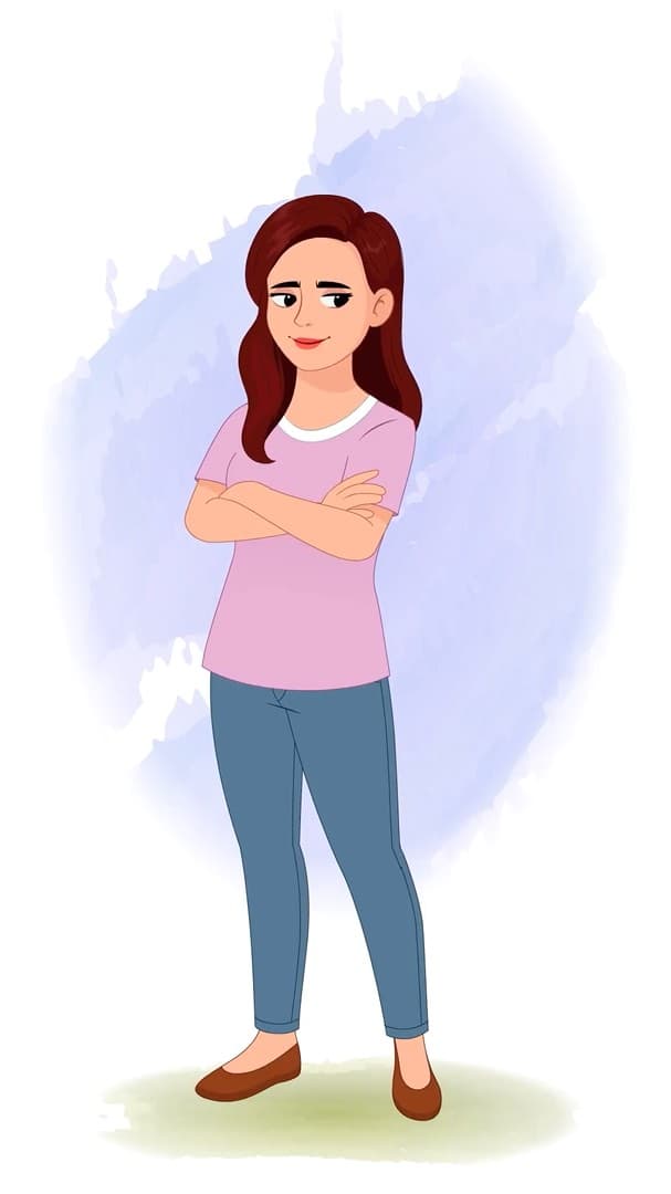 A pretty young woman annoyed animated vector cartoon character AKA Emily