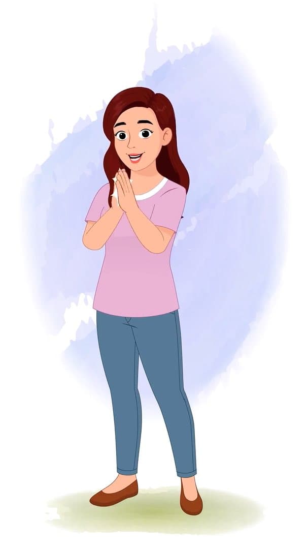 A pretty young woman clapping animated vector cartoon character AKA Emily