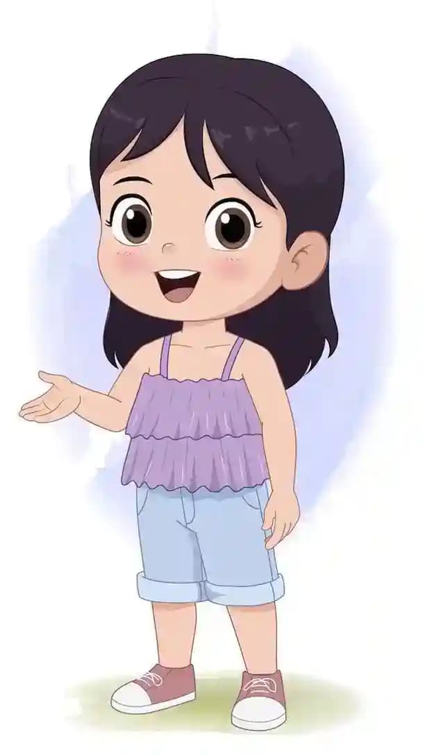 An adorable girl talking animated vector cartoon character AKA Jane