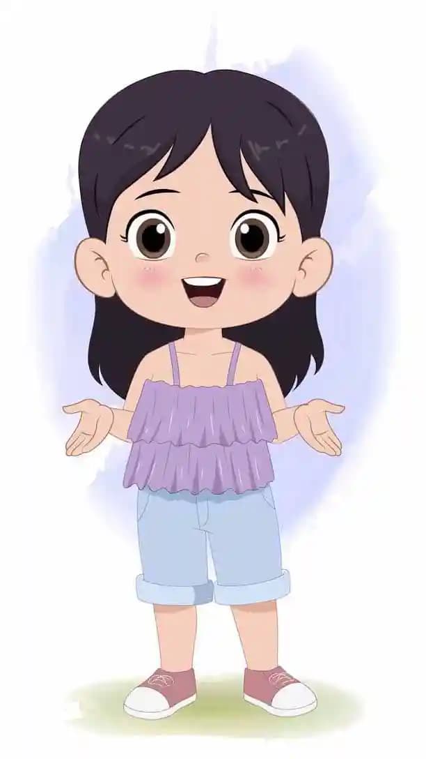 An adorable little girl talking animated vector cartoon character AKA Jane