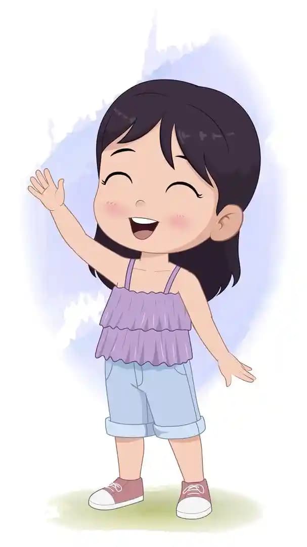 An adorable girl saying hello animated vector cartoon character AKA Jane