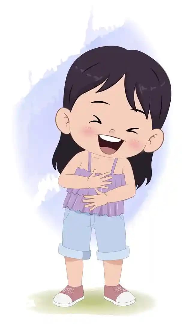 An adorable girl laughing animated vector cartoon character AKA Jane