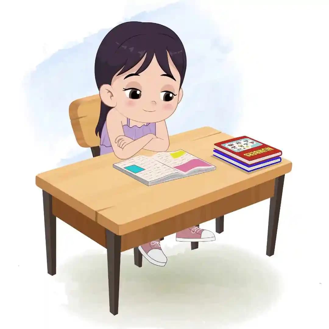 An adorable girl doing study animated vector cartoon character AKA Jane