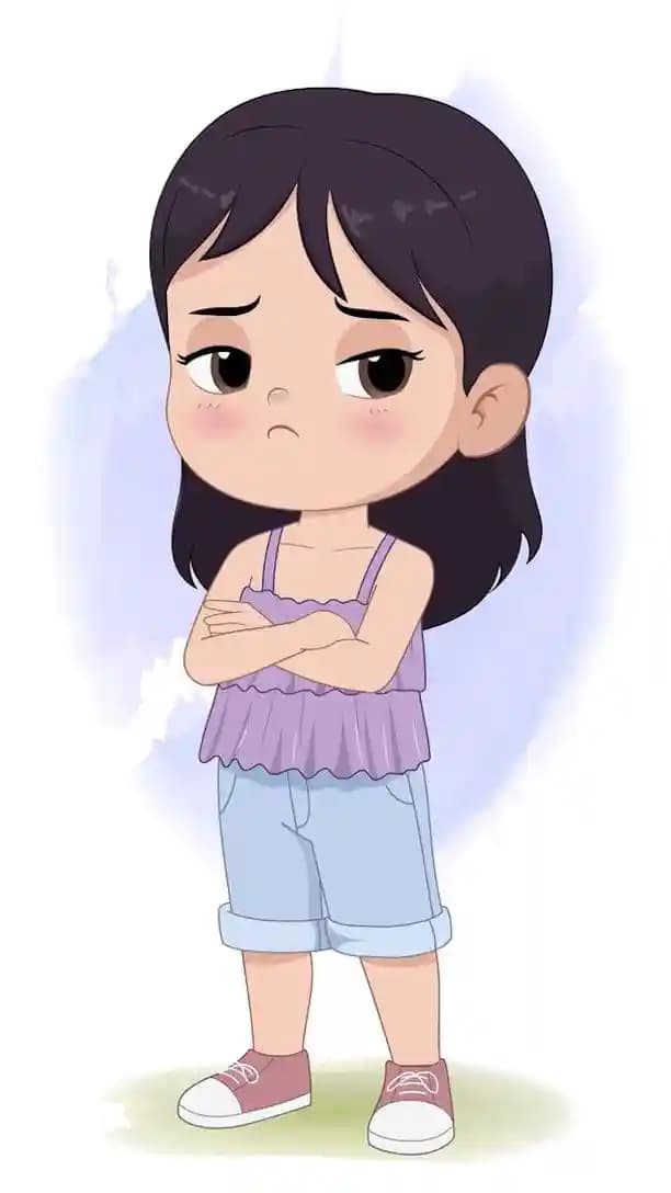 An annoyed adorable girl animated vector cartoon character AKA Jane
