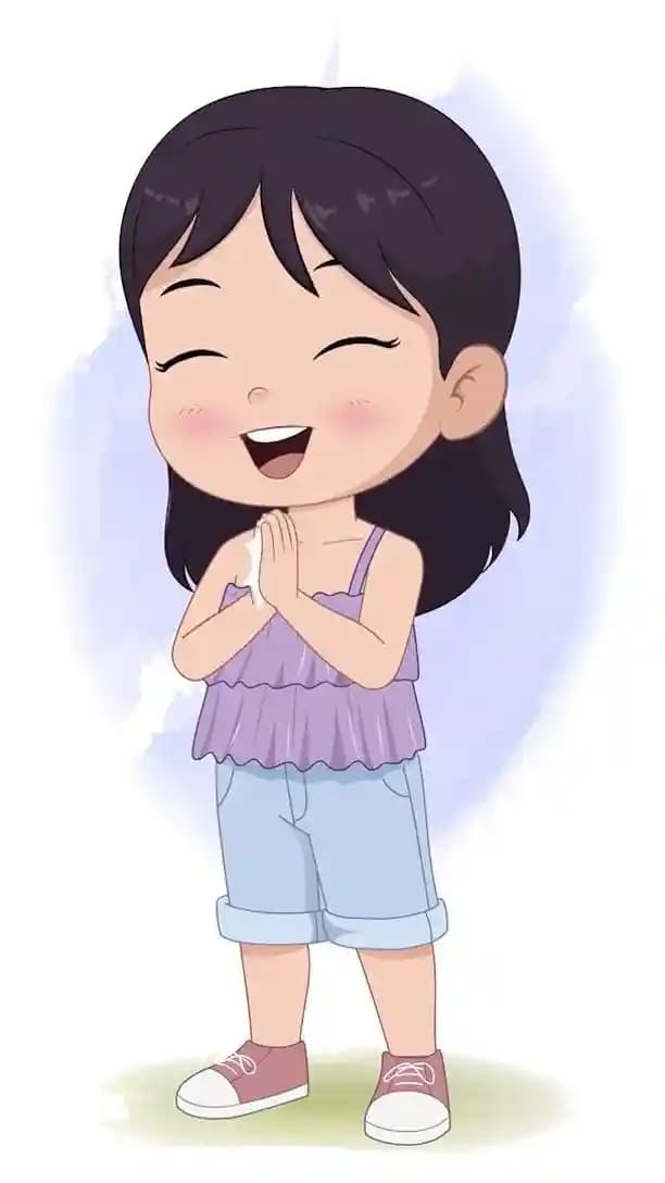 An adorable girl clapping animated vector cartoon character AKA Jane