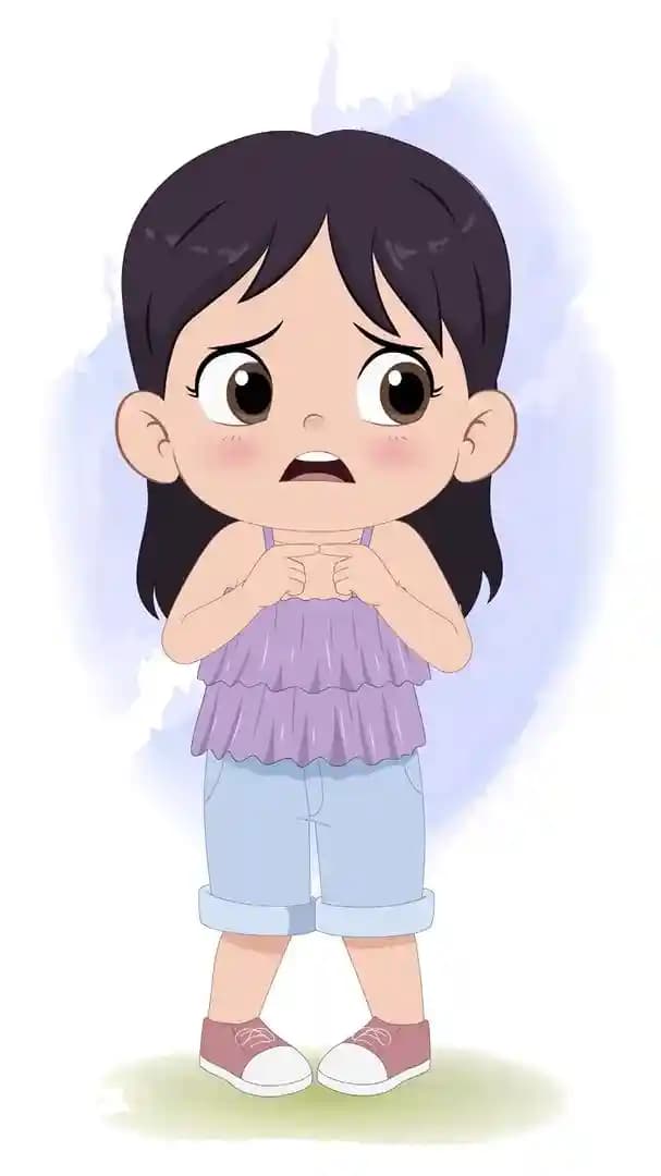An adorable nervous girl animated vector cartoon character AKA Jane