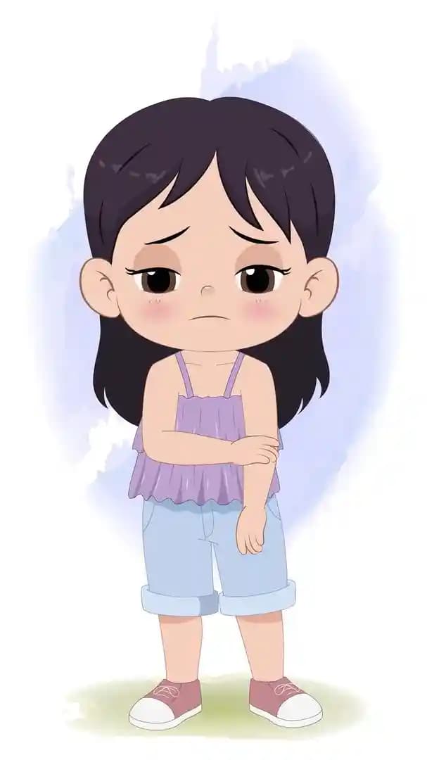 An adorable sad girl animated vector cartoon character AKA Jane