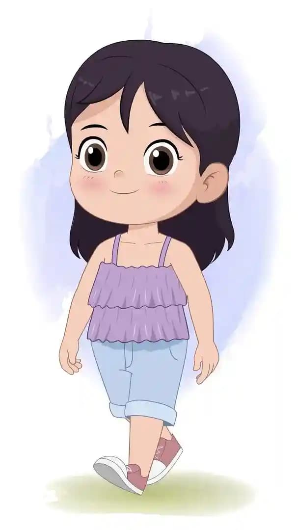 An adorable girl walk animated vector cartoon character AKA Jane