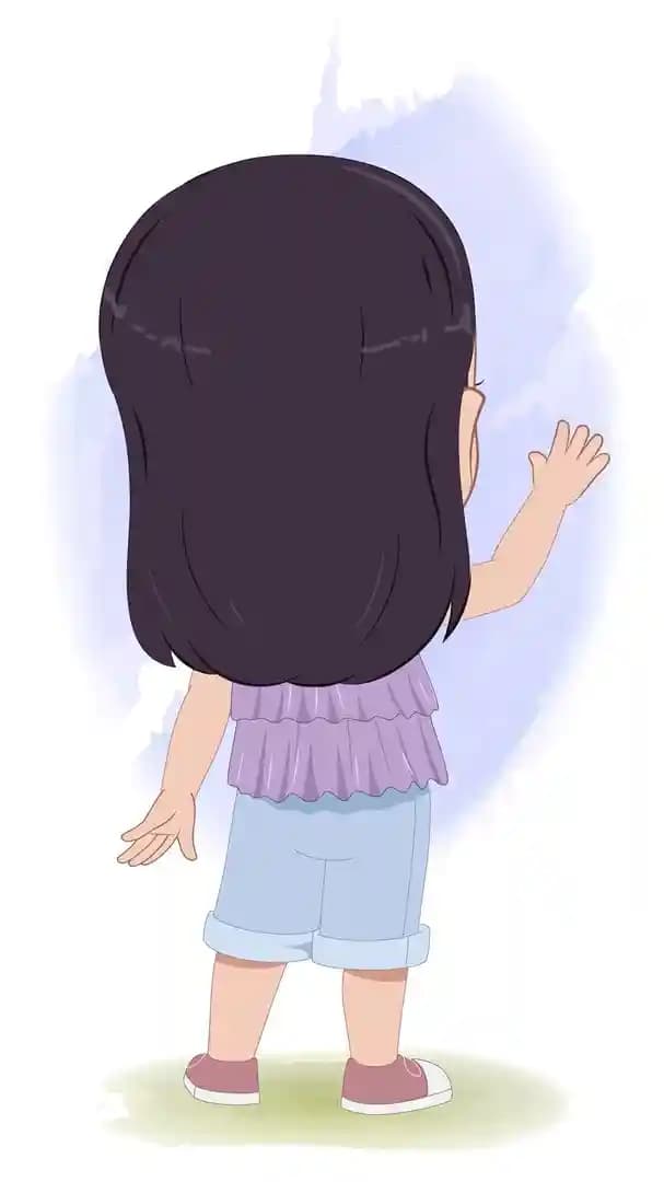 An adorable little girl saying hello animated vector cartoon character AKA Jane