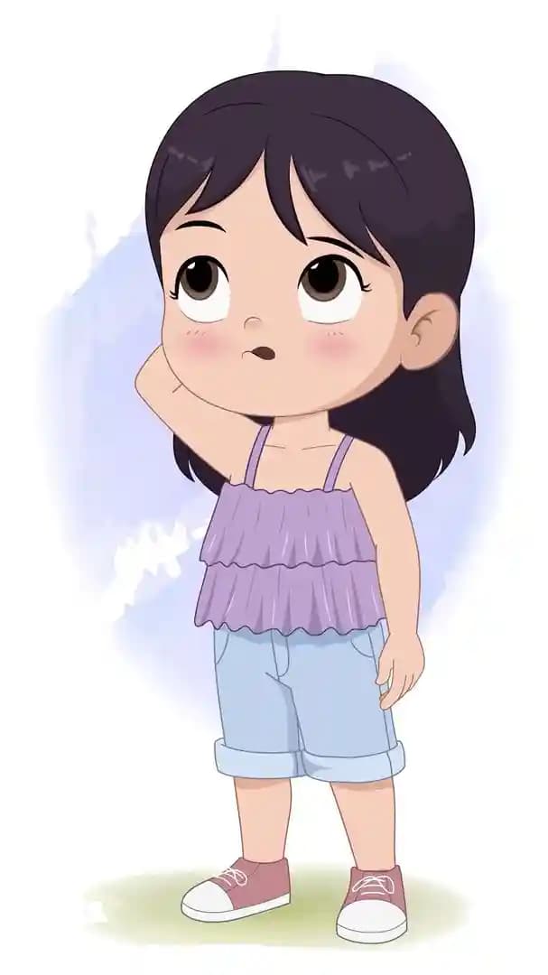 An adorable confused girl animated vector cartoon character AKA Jane
