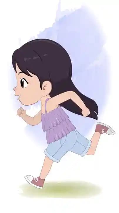 An adorable running girl animated vector cartoon character AKA jane