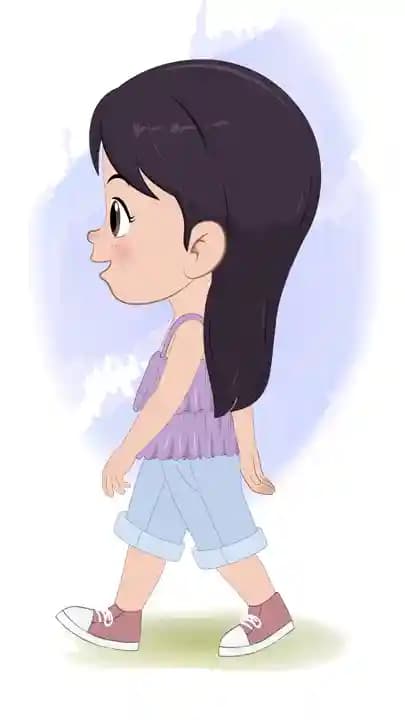 An adorable little girl walk animated vector cartoon character AKA Jane
