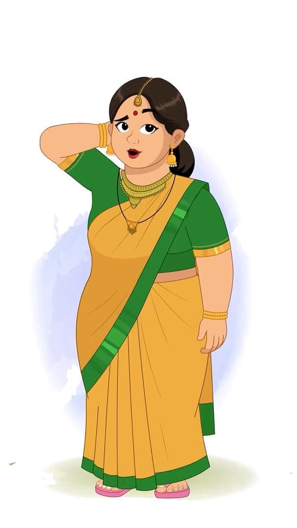 An Indian confused woman animated vector cartoon character AKA Anuradha