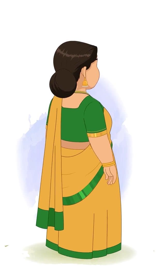 A fat Indian woman walk animated vector cartoon character AKA Anuradha