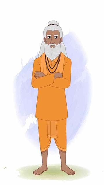 An annoyed sage sadhu animated vector cartoon character AKA Premacharya