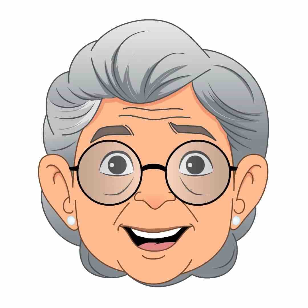 A grandma animated face expression vector cartoon character AKA Martha
