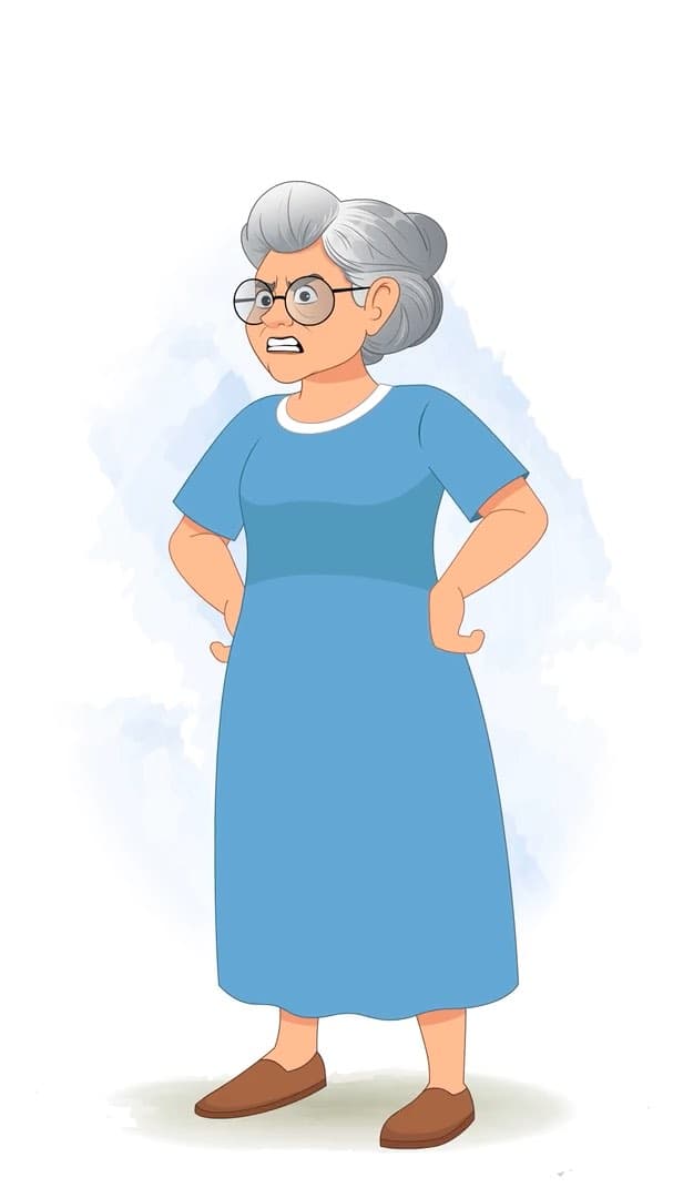 An angry grandma animated vector cartoon character AKA Martha