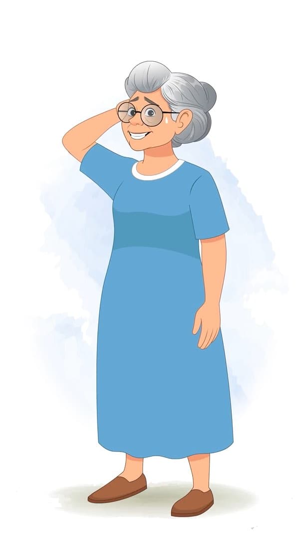 A nervous grandma animated vector cartoon character AKA Martha
