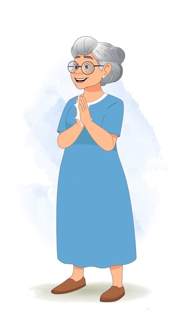 A grandma clapping animated vector cartoon character AKA Martha