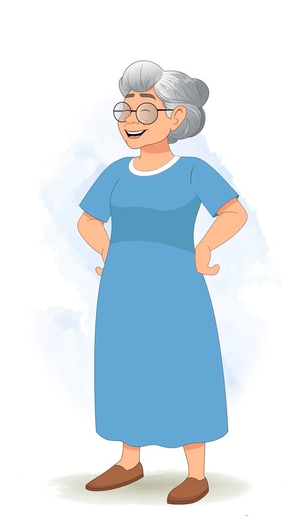 A laughing grandma animated vector cartoon character AKA Martha