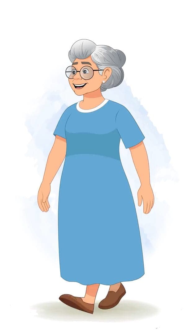 A grandma walking animated vector cartoon character AKA Martha