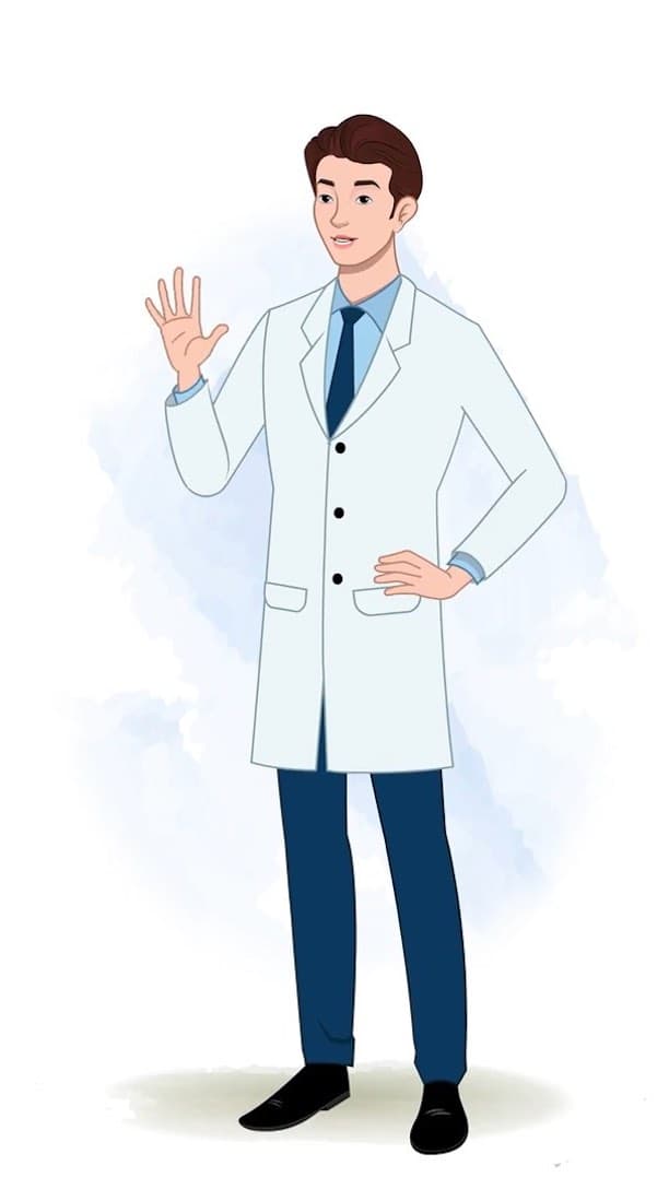 A male dentist saying hi animated vector cartoon character AKA Oliver