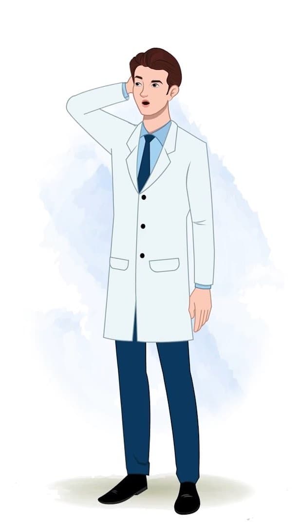 A male confused dentist animated vector cartoon character AKA Oliver