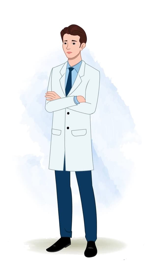 A male annoyed dentist animated vector cartoon character AKA Oliver