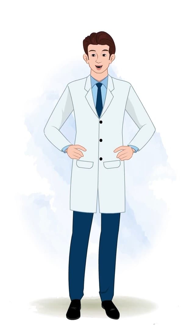 A male dentist laughing animated vector cartoon character AKA Oliver