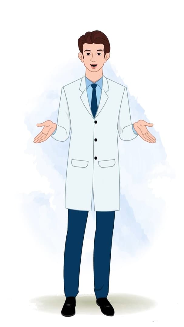 A male dentist talking animated vector cartoon character AKA Oliver