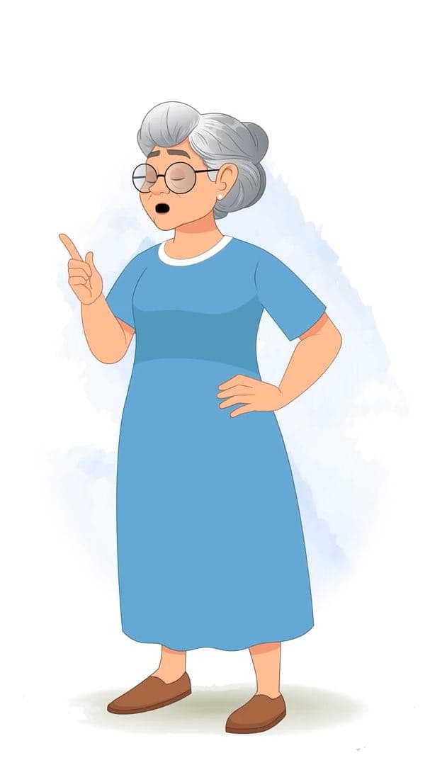 A grandma saying no animated vector cartoon character AKA Martha