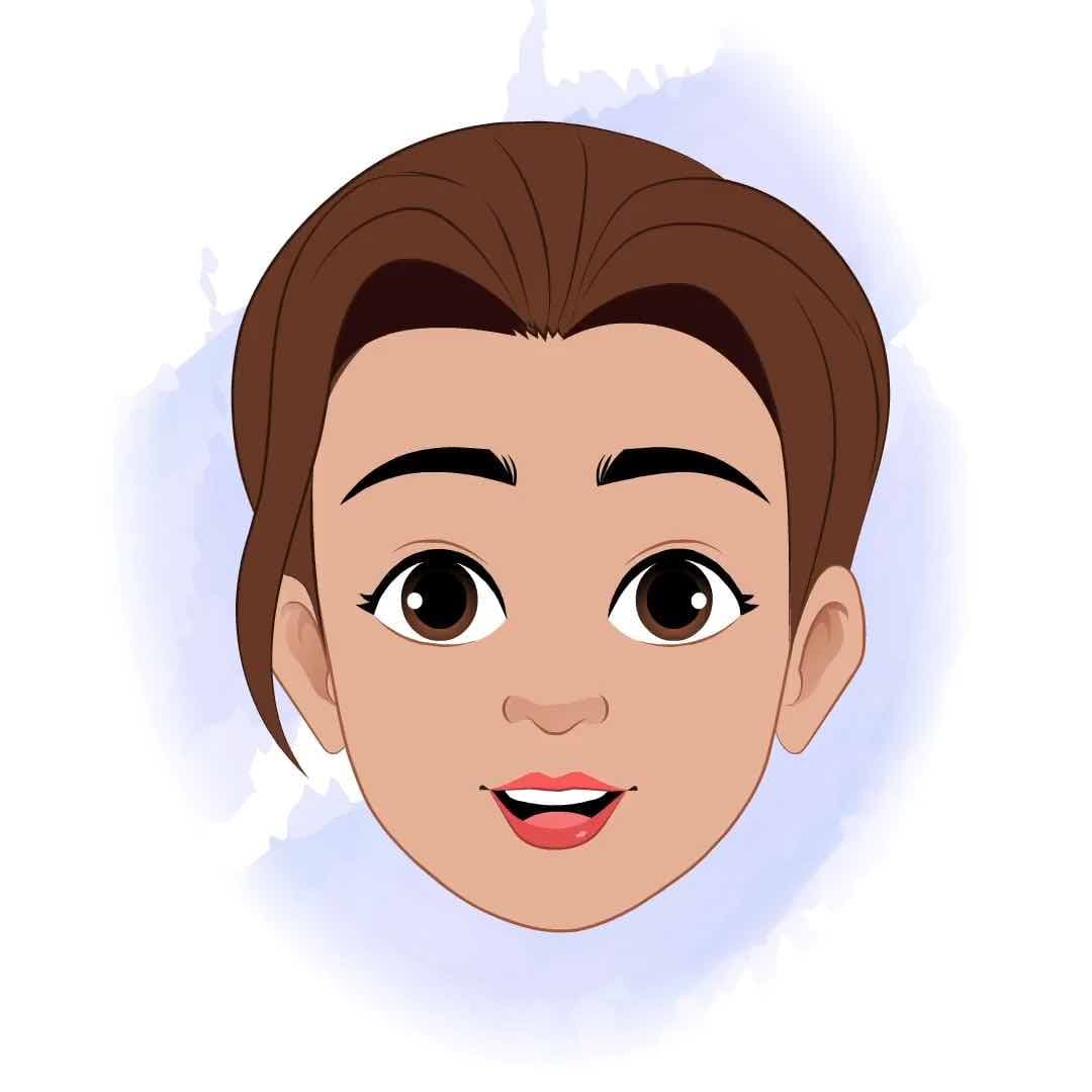 A belly dancer animated face expression vector cartoon character AKA Luna