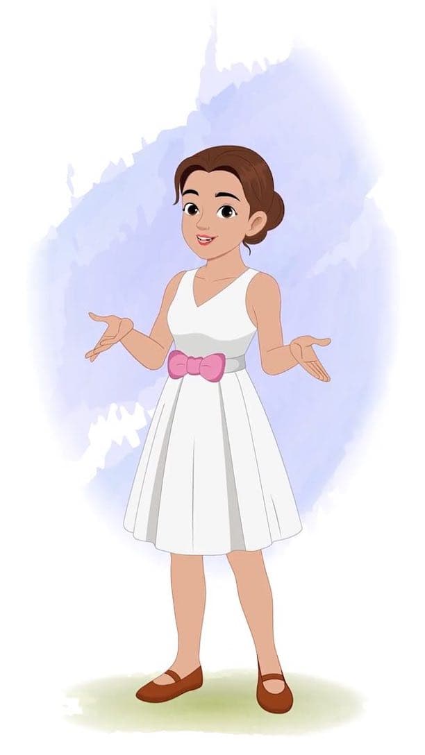 A belly dancer talking in 1/3 view animated vector cartoon character AKA Luna