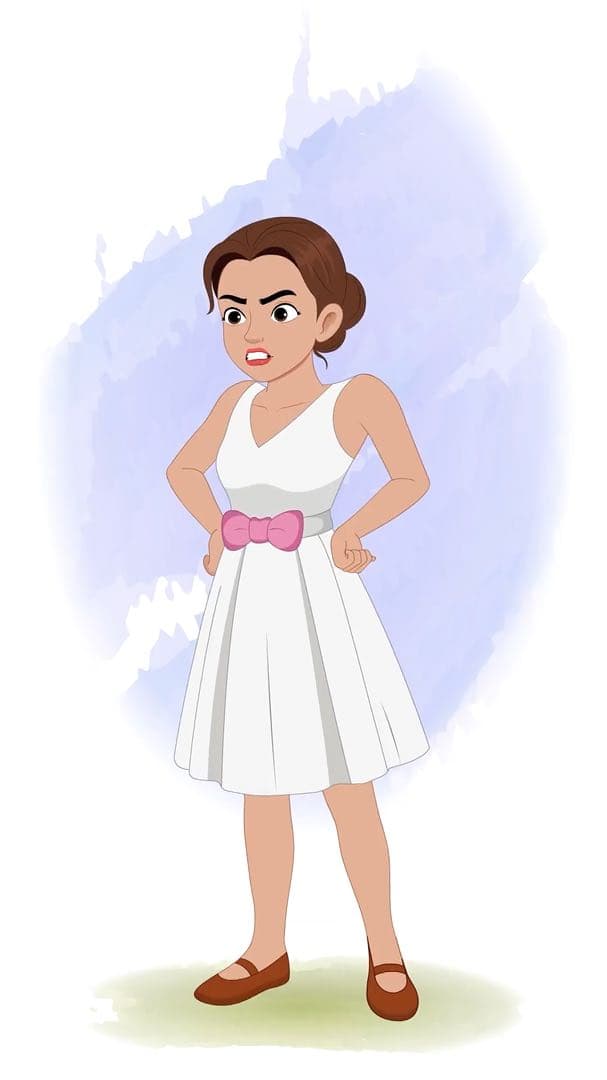 An angry belly dancer animated vector cartoon character AKA Luna