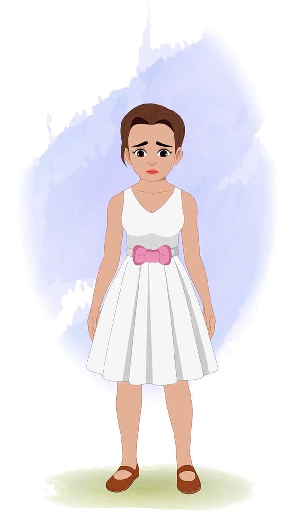 A sad belly dancer animated vector cartoon character AKA Luna