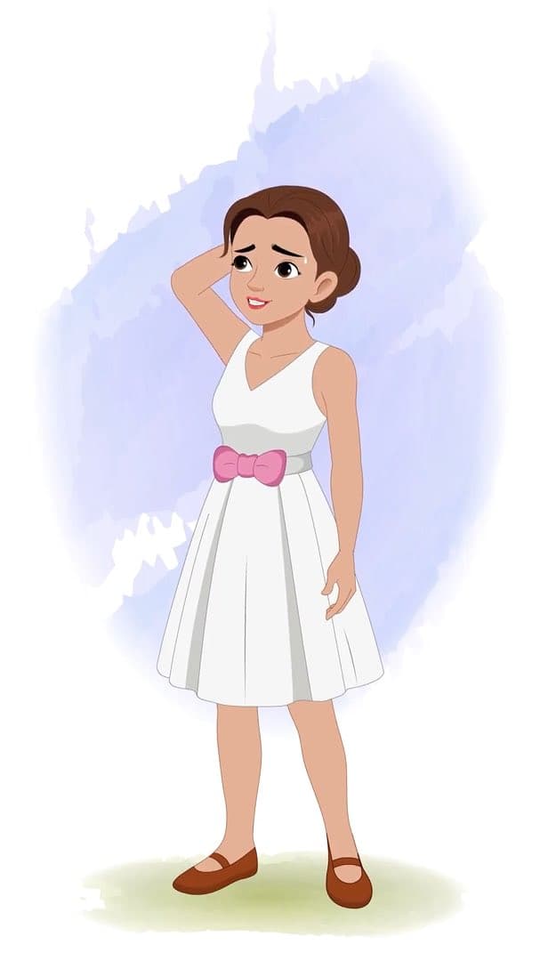 A nervous belly dancer animated vector cartoon character AKA Luna